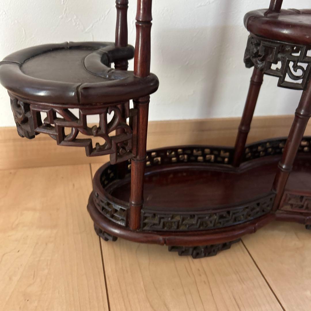 木製 盆栽用古作飾り台 骨董品 木工 小品用 香炉台 瓶台 花台 盆栽台