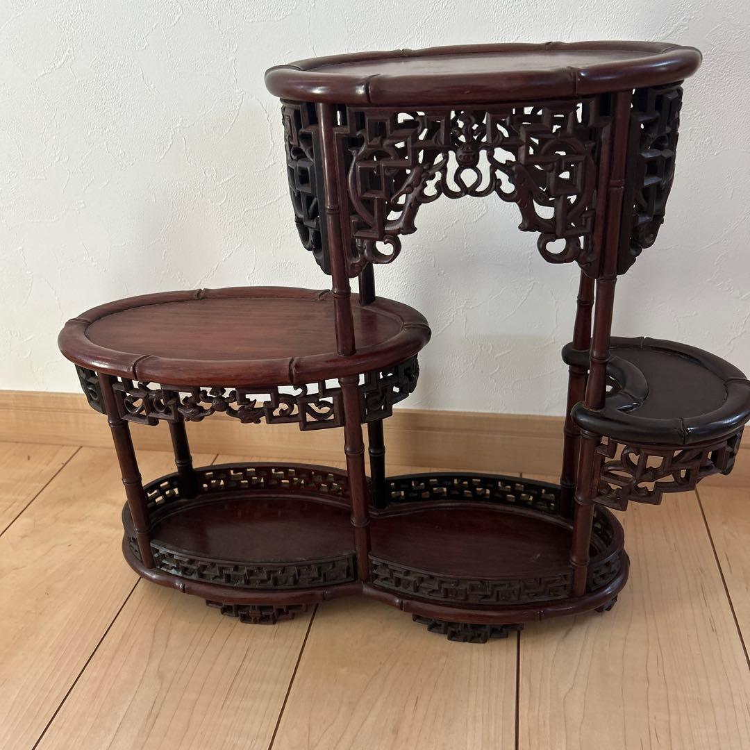 木製 盆栽用古作飾り台 骨董品 木工 小品用 香炉台 瓶台 花台 盆栽台