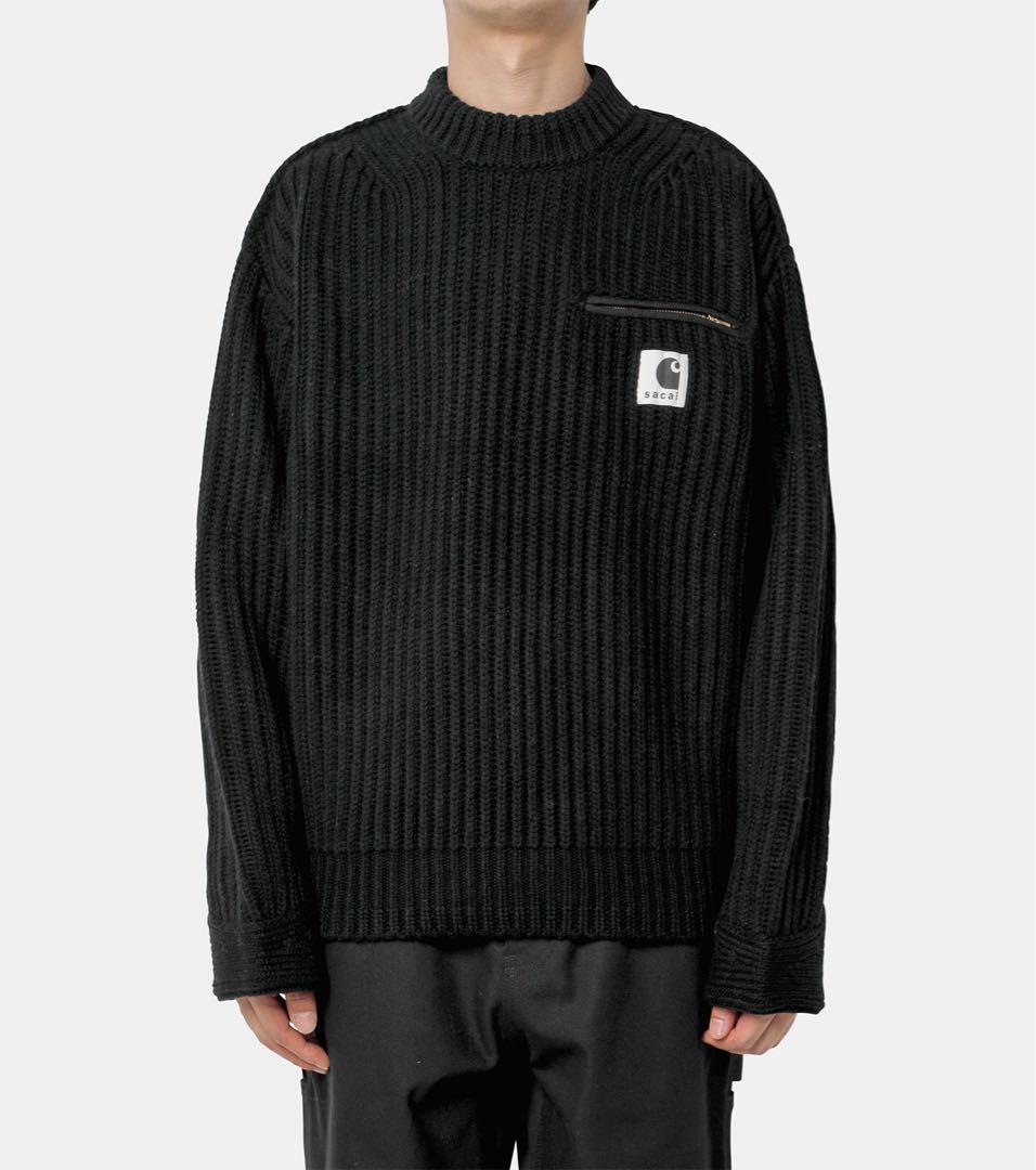 sacai Carhartt WIP ニット プルオーバー デトロイト 黒 02