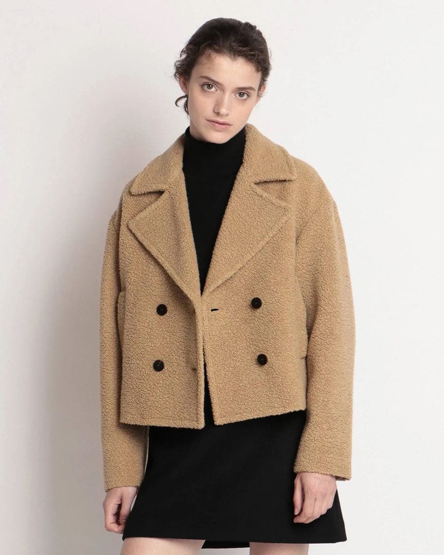 美品✨22AW セオリー 7万 TEDDY FLEECE ボアPコート キャメル