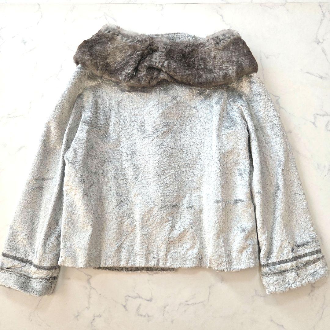 ARMANI JEANS リアルファー襟 ショートジャケット グレー系 42