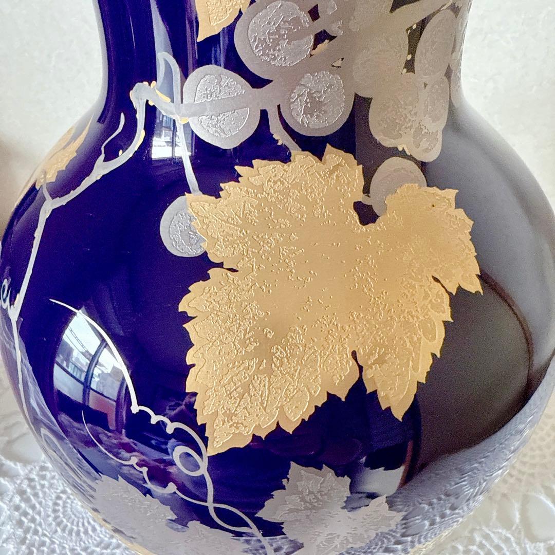 1314/OKURA 大倉陶園 花瓶 金蝕ぶどう 35cm 花器 金彩 花入