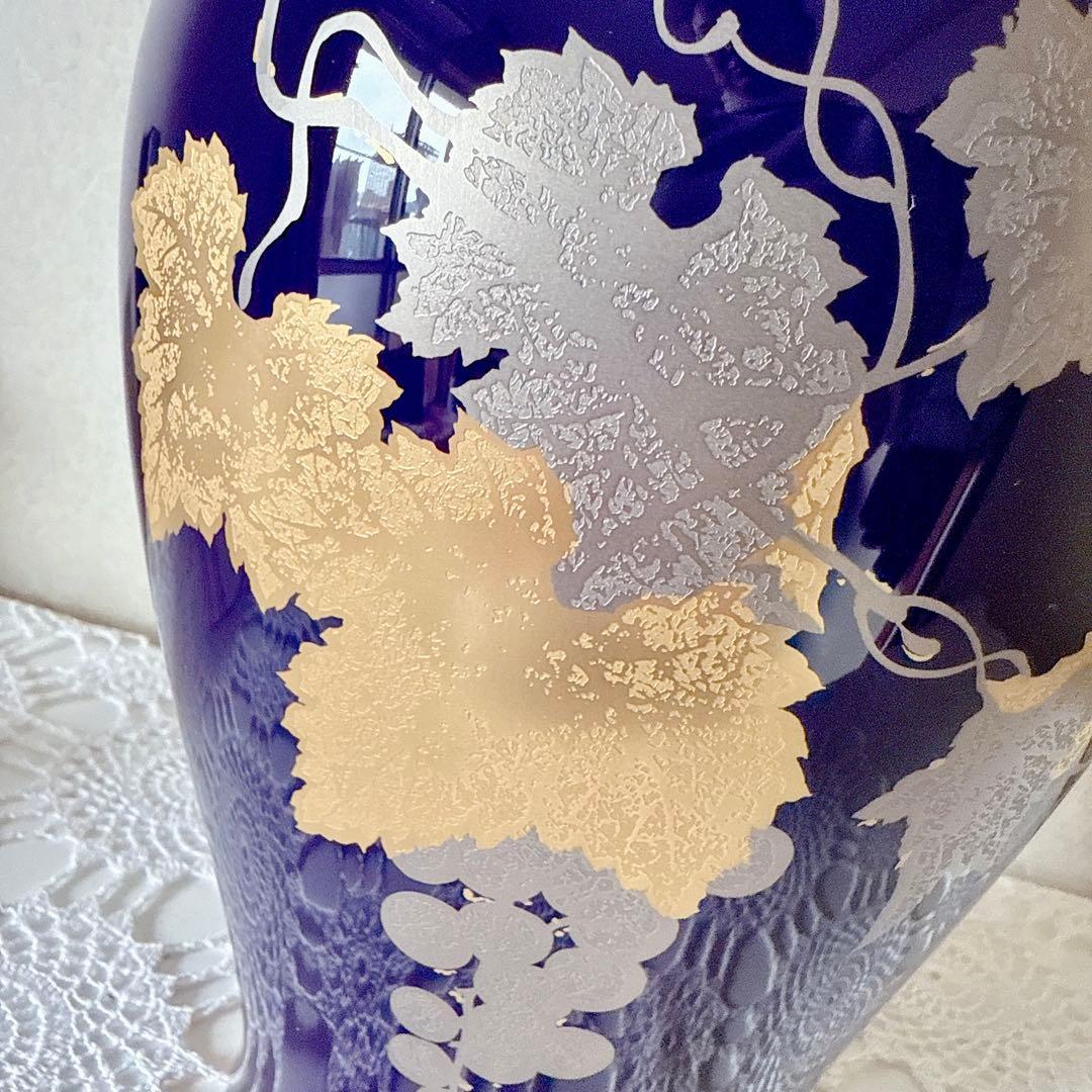 1314/OKURA 大倉陶園 花瓶 金蝕ぶどう 35cm 花器 金彩 花入