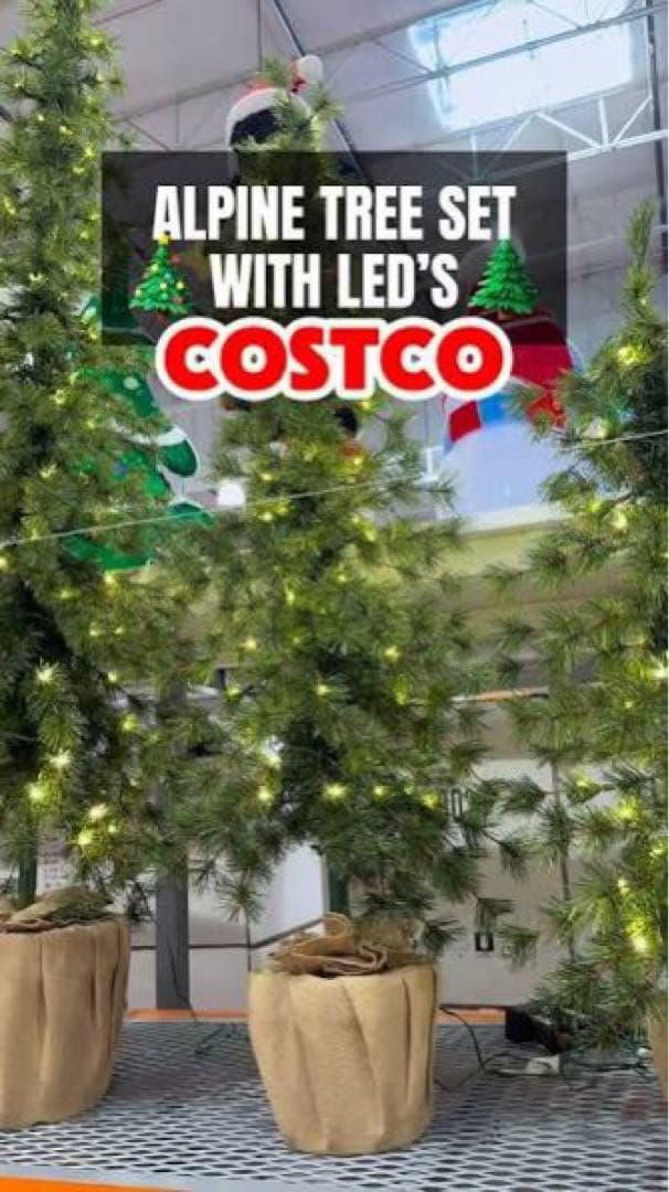 コストコ　人気完売商品　クリスマスツリー LED付アルパインツリー 3点セット