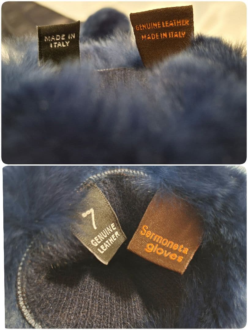 Sermoneta 高級革手袋 ブラック　ラビットファー　ターンロック　美品