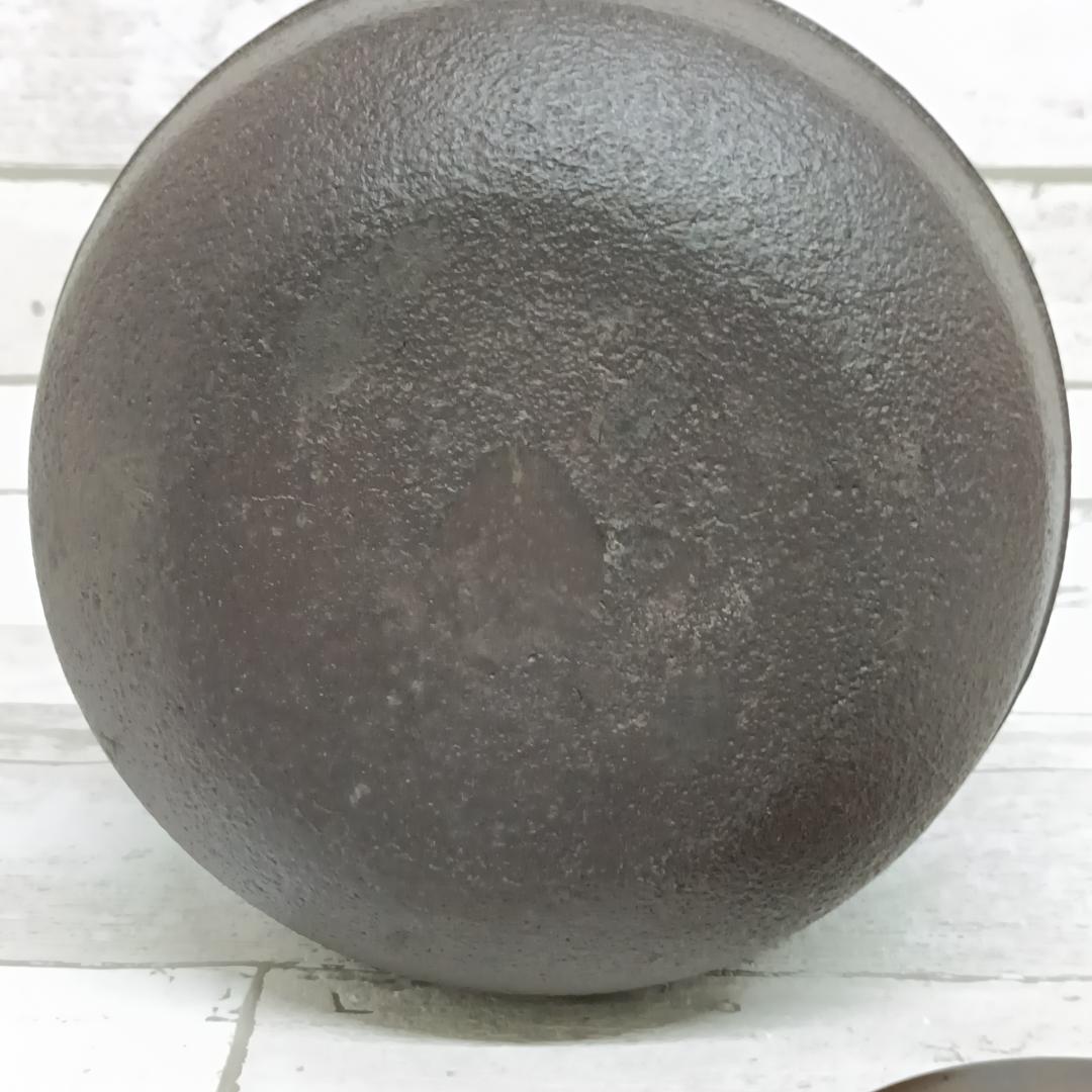K102 茶道具 筒糸目釜 竹地紋 橋本辰敏 共箱 鉄釜 鉄製 銅製蓋 茶釜