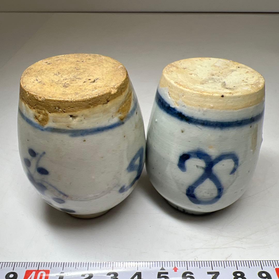 中国明時代　古染付茶入2客　高さ約7.5㎝　東Y8-0204①