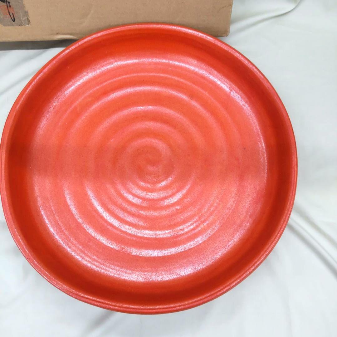 花堂作☆朱水盤　 清水焼 　花器　陶器　生け花　40cm
