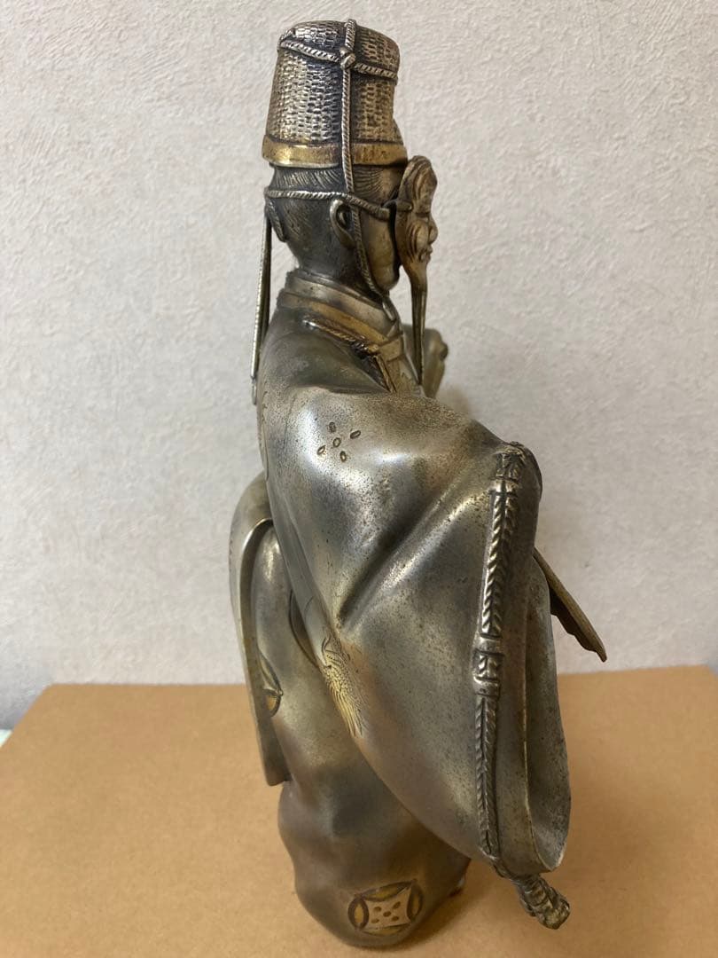 翁置物 金工師清山作 重さ4.2kg高さ32cm