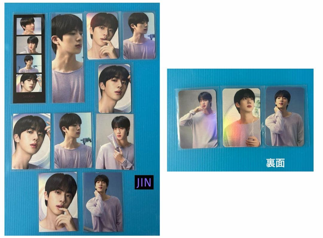 BTSJINフィルムブックマーク・ロングステッカー・両面ホログラムフォトカード①