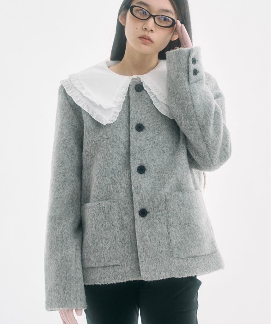 ジャケット・アウター no collar wool shaggy jacket