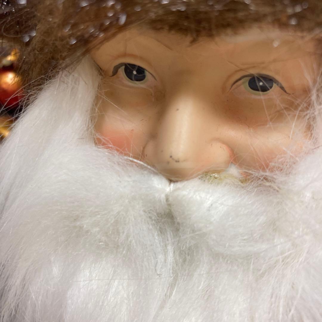 青いベルベット サンタクロース人形　クリスマス　置物　装飾　飾り