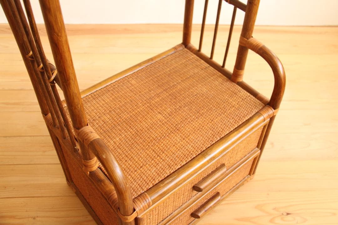 ラタン　籐　収納棚　ラック　アーチ型　ラタン家具　ビンテージ　レトロ
