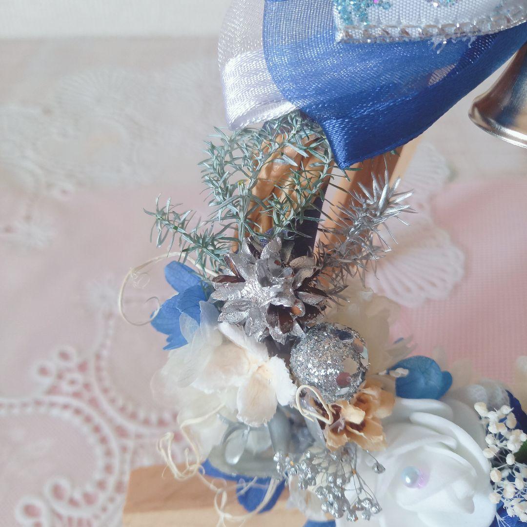 No162 ロイヤルブルー＆ホワイト❄︎.*大人のクリスマスリース☃︎*.‎