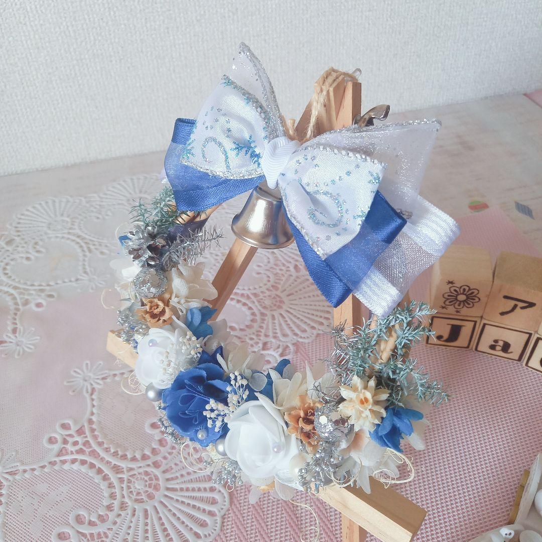 No162 ロイヤルブルー＆ホワイト❄︎.*大人のクリスマスリース☃︎*.‎