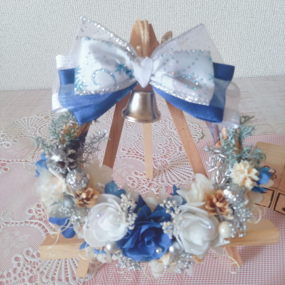 No162 ロイヤルブルー＆ホワイト❄︎.*大人のクリスマスリース☃︎*.‎