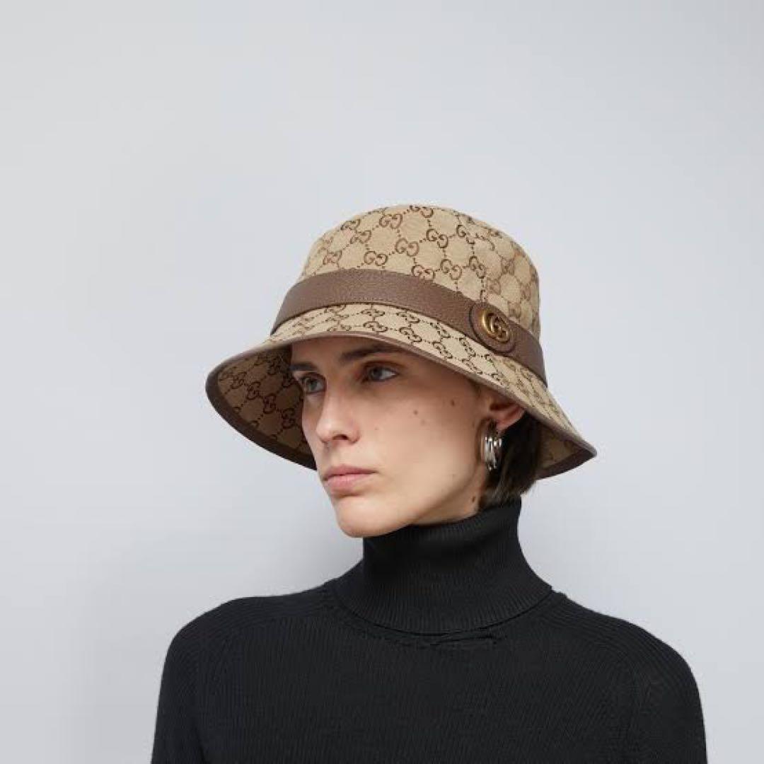 GUCCI バゲハ　GGモノグラム バケットハット　帽子　グッチ　キャンバス