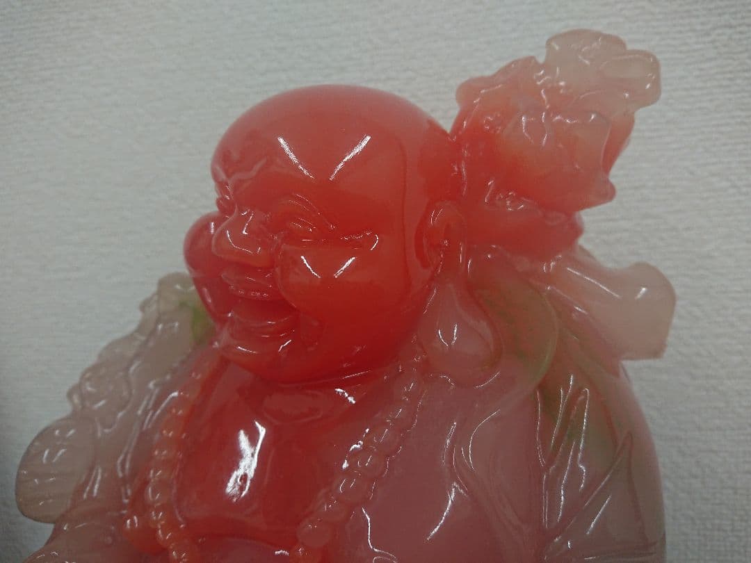 H1 天然石推測 布袋様 台座付き オブジェ 七福神 布袋尊 縁起物 翡翠 瑪瑙