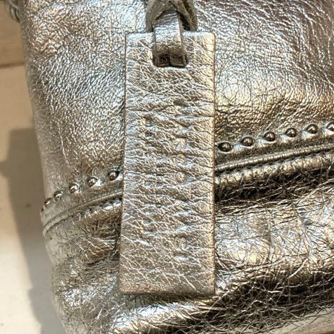 【美品】MARCO MASI 巾着　スタッズ ショルダーバッグ　シルバー