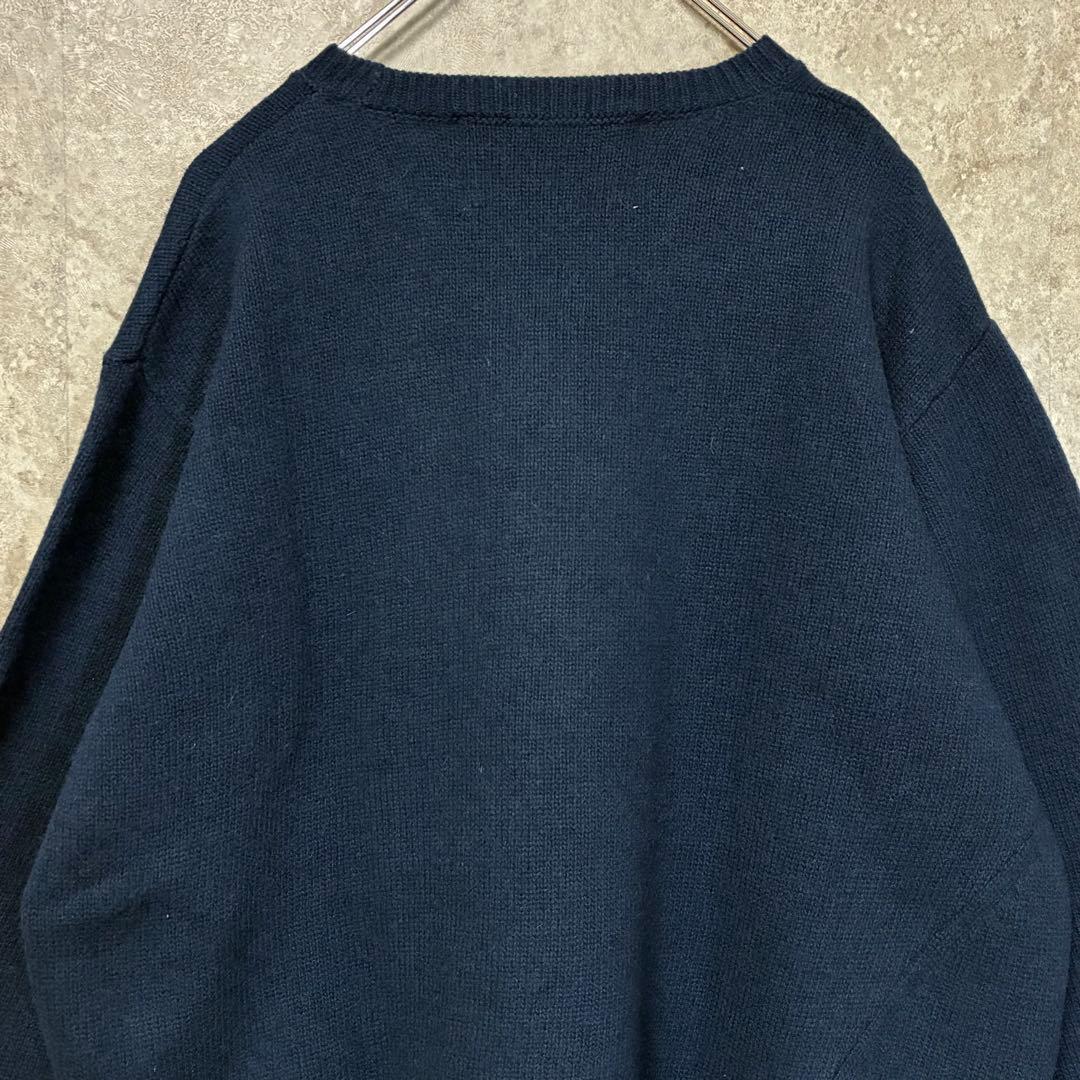 SATUR セター アシンメトリーニット セーター 刺繍ワンポイント ネイビー