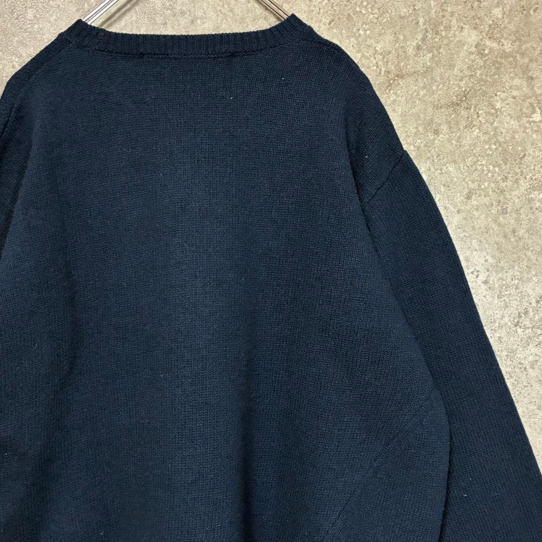 SATUR セター アシンメトリーニット セーター 刺繍ワンポイント ネイビー