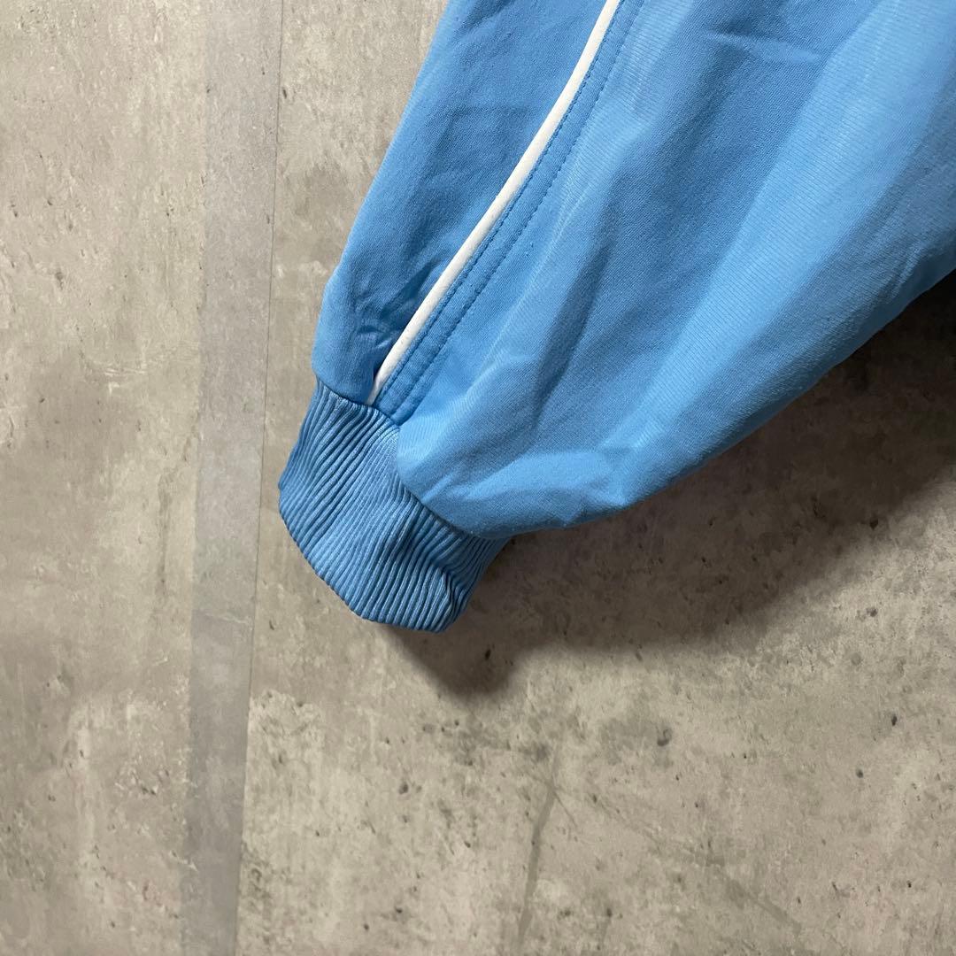 adidasアディダストラックジャケットジャージブルゾン水色青ブルー白刺繍ロゴ