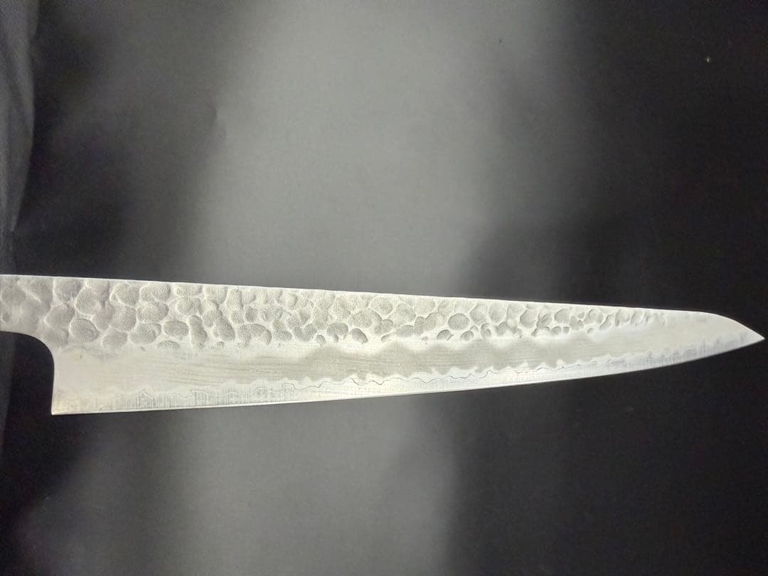 日本製　青紙スーパー鋼割り込み筋引き包丁240mm 樫木八角柄　柳刃包丁