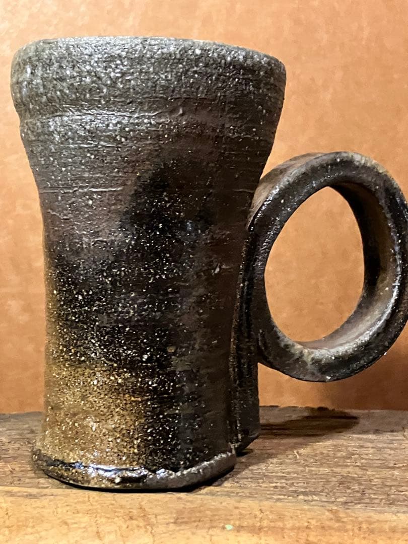 名品　越前　穴窯　焼き締めフリーカップ　マグカップ　コーヒー　ビアカップ、ワイン