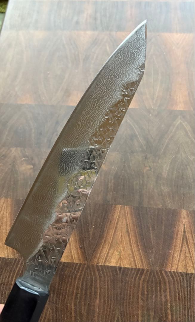 二唐刃物　SPG STRIX 切付　牛刀　200mm 包丁槌目　ダマスカス