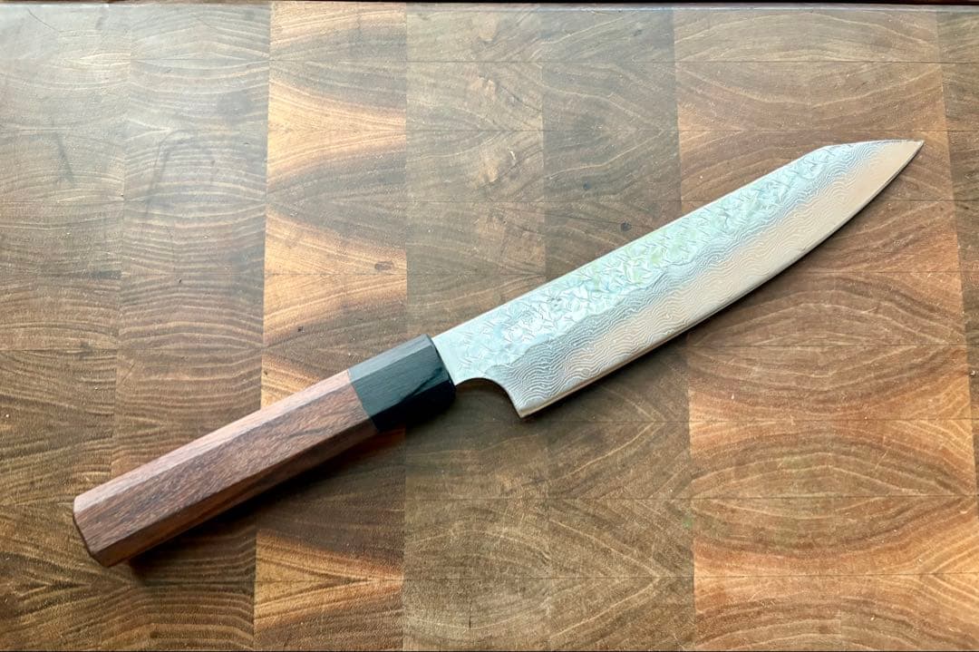 二唐刃物　SPG STRIX 切付　牛刀　200mm 包丁槌目　ダマスカス
