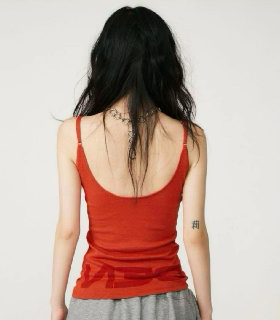 トップス BEEDEN PRINT BACK OPEN CAMISOLE GLAY