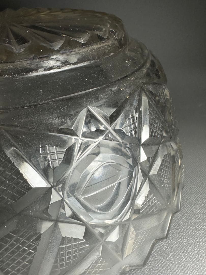 江戸ガラス　切子　鉢　江戸時代後期　合わせ箱　検索:薩摩切子　キリコ　ギヤマン