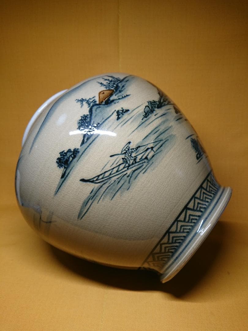 【美品】九谷　壷　陶器　山水絵　置物　インテリア　工芸品　美術品　A1125