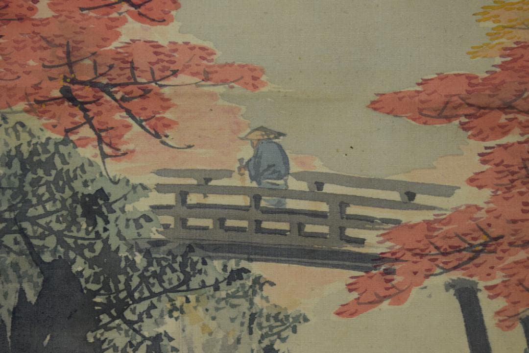 【真作】太田文暉/嵐山春秋山水図/双幅/掛軸☆宝船☆Y-971　JM