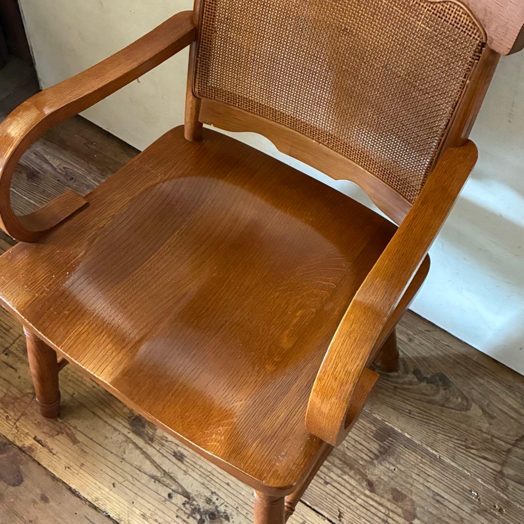 柏木工 ヴィンテージ ダイニング アームチェア ラタン B品 no2