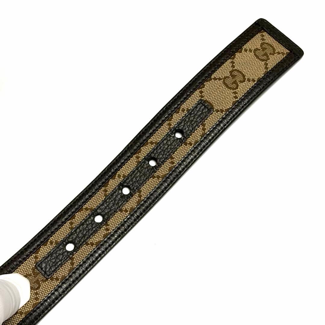 GUCCI ベルト GGキャンバス レザー ブラウン シルバー 美品