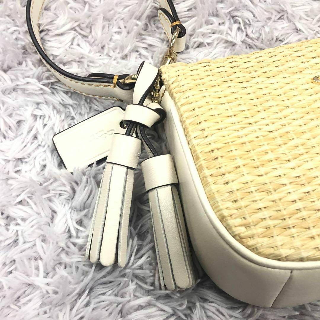 yuri様⭐直輸入⭐COACH⭐クラッチハンドバッグ ストロー ベージュ スマホ