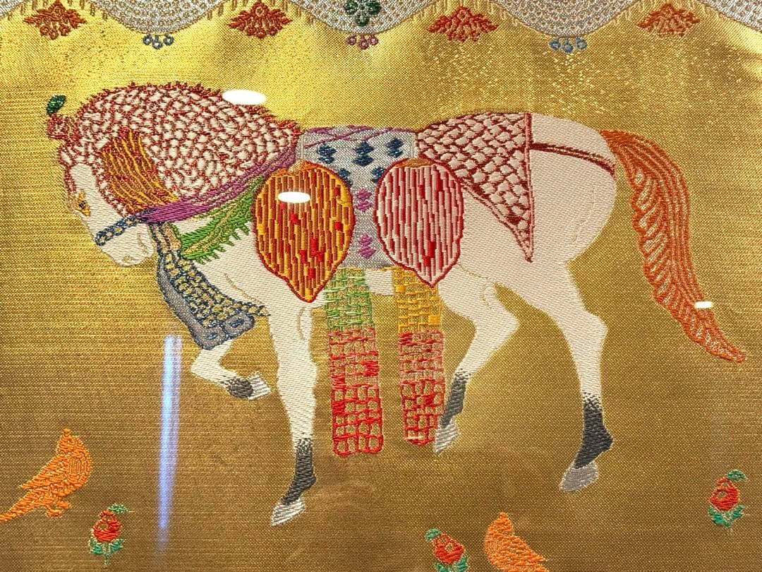 龍村平蔵作　干支の錦　天竺白馬文2026年干支午(うま)