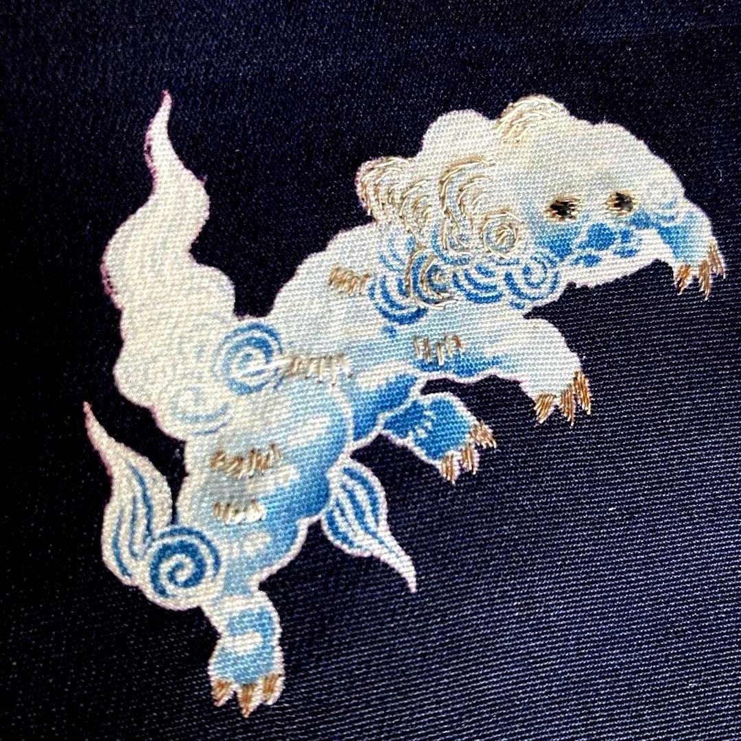 アンティーク名古屋帯　唐獅子　刺繍と染め　正絹　上質　大正ロマン　N3-26
