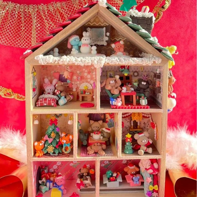 ほっこり癒しのクリスマスハウス＊動物たちのミニチュアセット