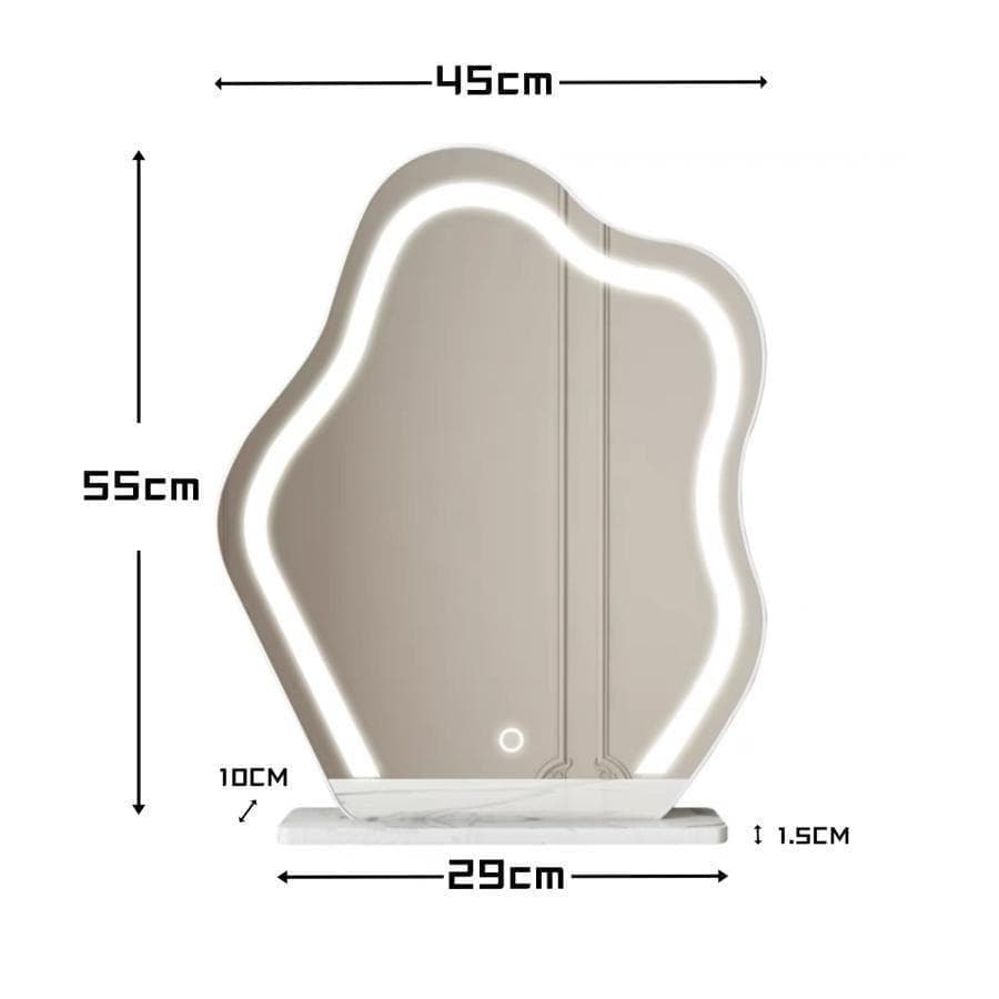 【美品】大理石天板三色変化LEDミラードレッサー訳あり品212-80-01