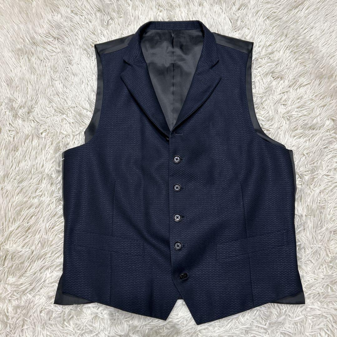 MEN’S TENORAS スリーピース　ビジネススーツ　ヘリンボーン　ネイビー