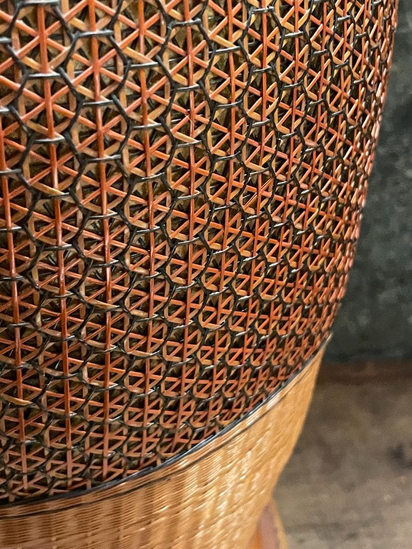 希少 1940's ヴィンテージ 上海伝統工芸 竹細工 編み込 大型 花瓶 花壺