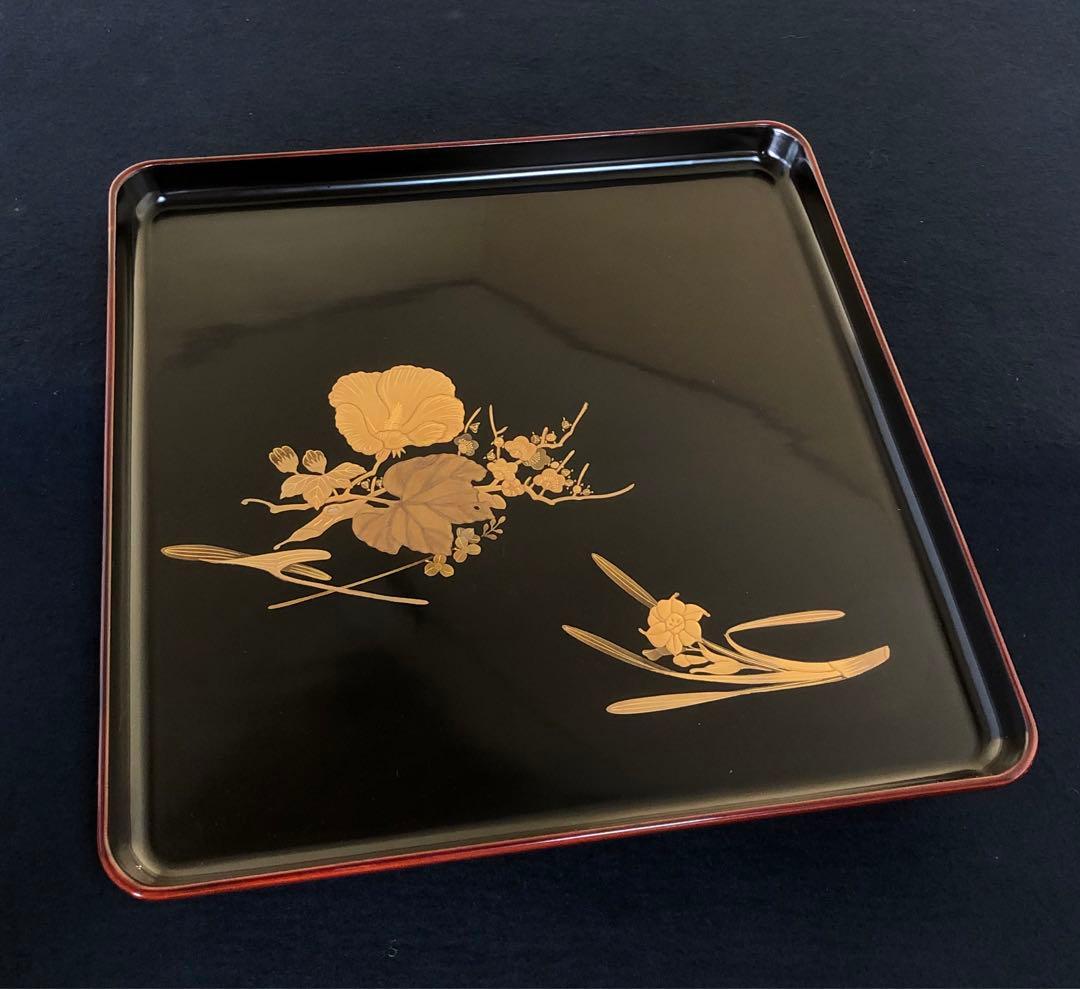 《R》研ぎ出し蒔絵 青貝 脚付 会席膳5客 木製漆器 木箱　260128く2