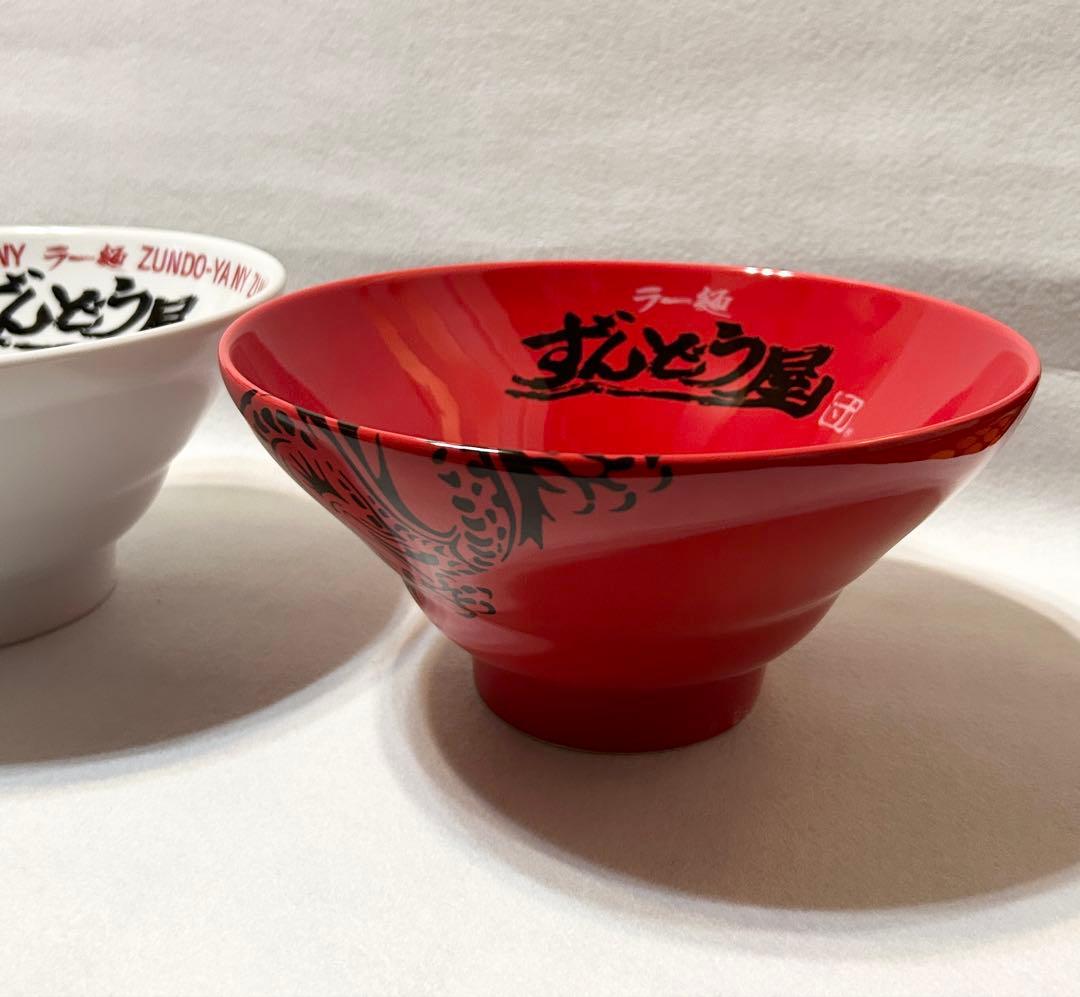 ずんどう屋 ラーメン鉢 紅白 ラー麺 鉢 レンゲ 箸 セット レア品 木箱