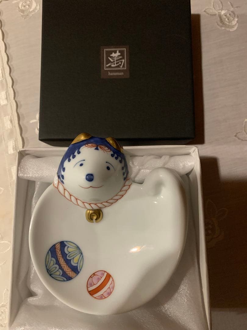 畑萬陶芸 手まり文 狗皿（小） 犬皿 手毬 雛祭り 誕生日 七五三 十五夜 正月