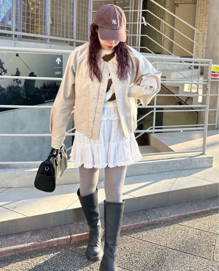 Kastane フェイクレザーショートブルゾン カスタネ アイボリー
