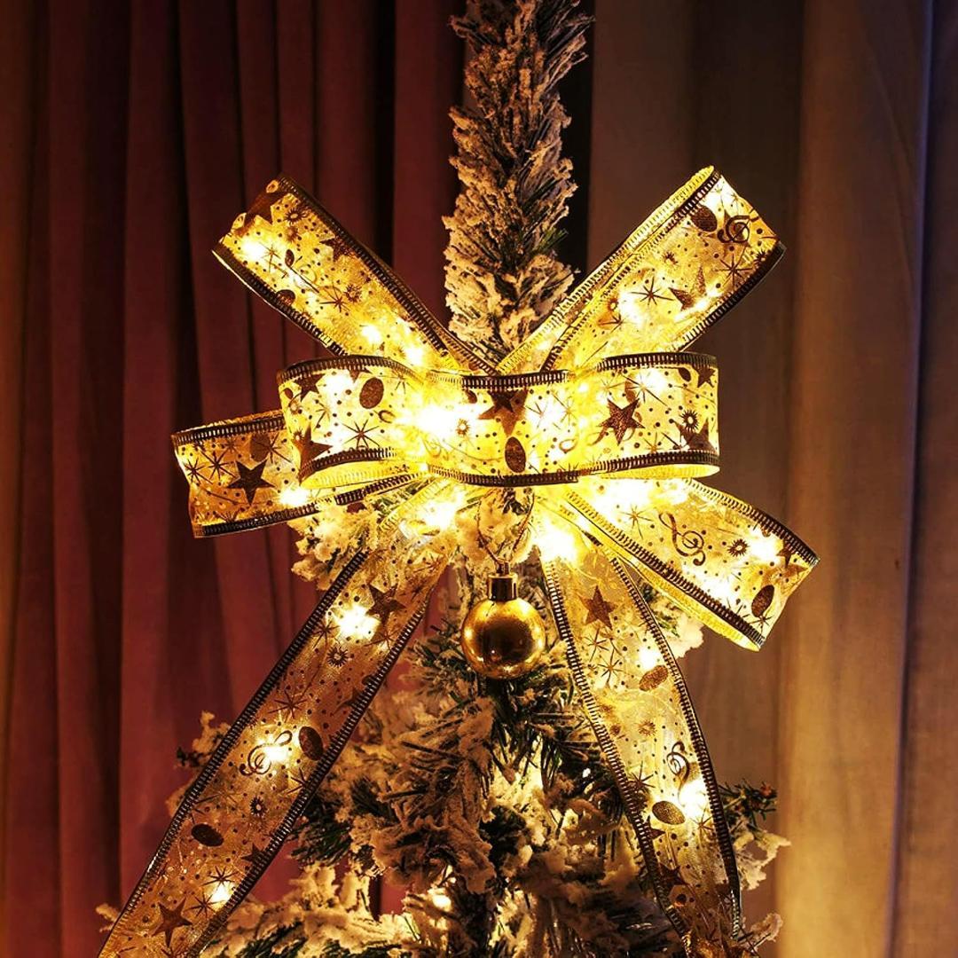 クリスマスリボン オーナメント クリスマスツリー 飾り 5M 50LED