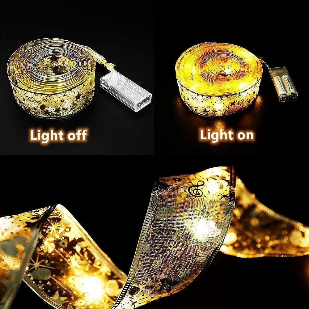 クリスマスリボン オーナメント クリスマスツリー 飾り 5M 50LED