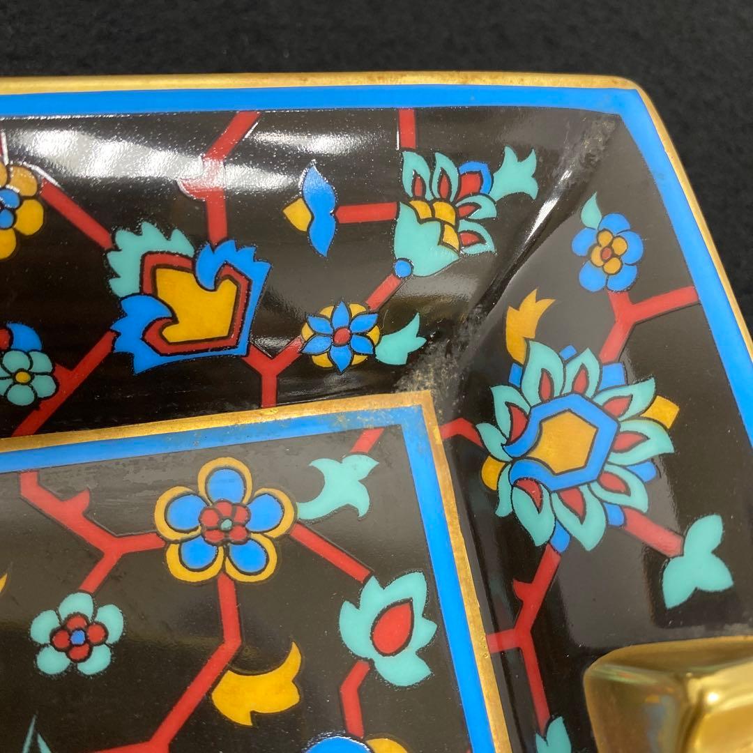 エルメス　金彩　黒地馬アッシュトレイ　トヒオ　東里7-1210☆1F